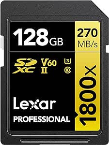 LEXAR 128GB PROFESSIONAL 1800X SDXC UHS-II CARDS,  UP TO 280MB/S READ 210MB/S WRITE C10 V60 U3_0