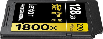 LEXAR 128GB PROFESSIONAL 1800X SDXC UHS-II CARDS,  UP TO 280MB/S READ 210MB/S WRITE C10 V60 U3_1