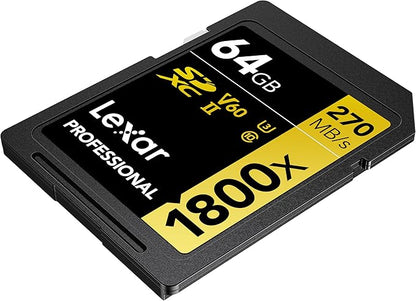 LEXAR 64GB PROFESSIONAL 1800X SDXC UHS-II CARDS,  UP TO 280MB/S READ 210MB/S WRITE C10 V60 U3_2