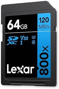 LEXAR 64GB PROFESSIONAL 800X PRO SDXC UHS-I CARDS,  UP TO 150MB/S READ, C10 V30 U3_0