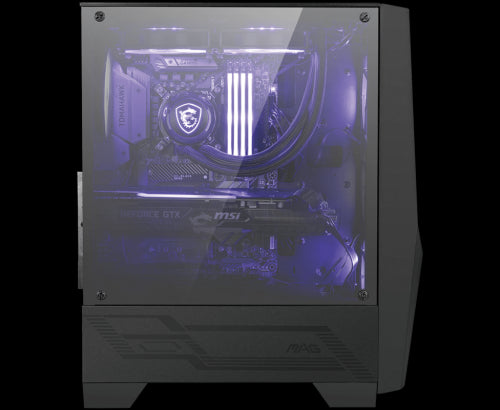 CAJA MSI MAG FORGE 100M,3x2.5"+2x3.5â€,3x120MM (RGB) +1x120MM,2xUSB3.2+AUDIO+MICRO,MID-TOWER,NEGRA_1