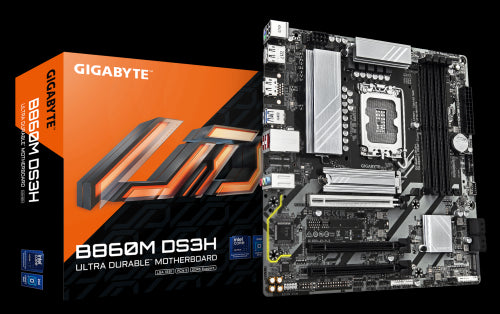 GIGABYTE B860M DS3H Placa base - CPUs Intel Core Ultra, VRM de 5+1+2+1 fases, hasta 9066MHz DDR5, 1xPCIe 5.0 + 1xPCIe 4.0 M.2, LAN 2,5 GbE, USB 3.2 Gen 2_0