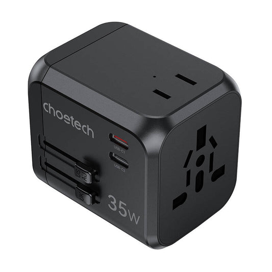 Choetech PD5008 travel charger, 3xUSB-A, 2xUSB-C, GaN, 35W, US/EU/UK/AU (black)_0