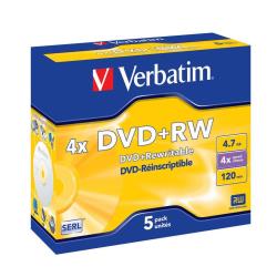 1x5 Verbatim DVD+RW 4,7GB 4x Speed, matt silver Jewel Case_1