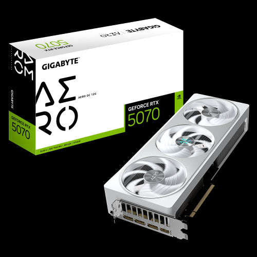 GIGABYTE GeForce RTX 5070 AERO OC 12G Tarjeta GrÃ¡fica - 12GB GDDR7, 192 bits, PCI-E 5.0, XXXX MHz Core Clock, 3 x DP 2.1a, 1 x HDMI 2.1b, NVIDIA DLSS 4, GV-N5070AERO OC-12GD_2