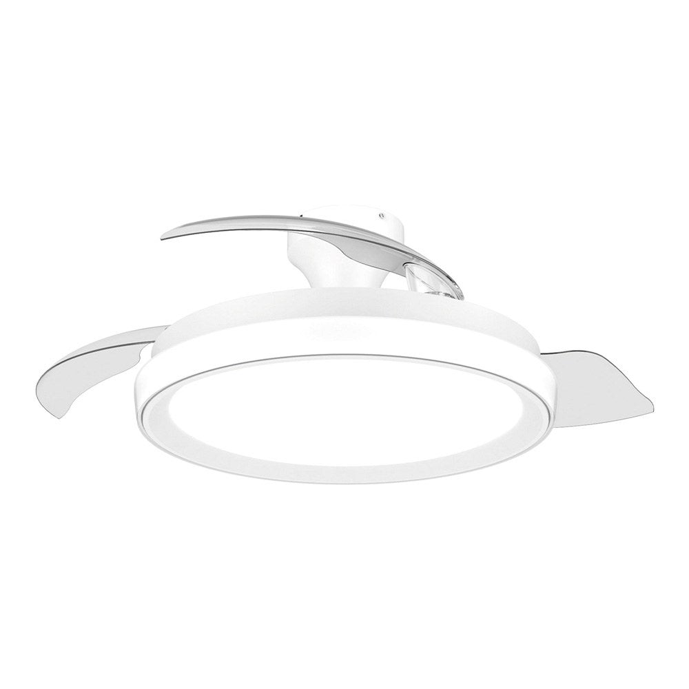 Ventilador de teto com pÃ¡s retrÃ¡teis, led 3 cct, dc 28 w + 35 w, modelo bliss, branco, Ã¸106 cm_0