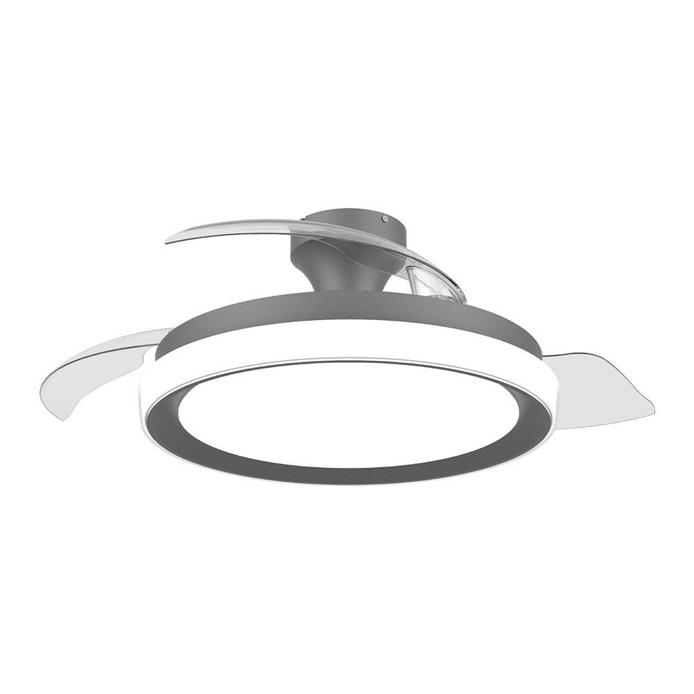 Ventilador de teto com pÃ¡s retrÃ¡teis, led 3 cct, motor dc 28 w + led 35 w, modelo bliss preto, Ã¸106 cm_0