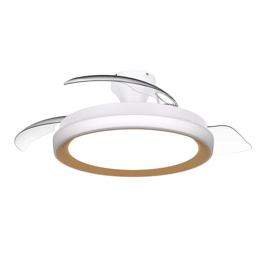 Ventilador de teto com pÃ¡s retrÃ¡teis, led 3 cct, motor dc 28 w + led 35 w, modelo bliss, branco / dourado, Ã¸106 cm_0