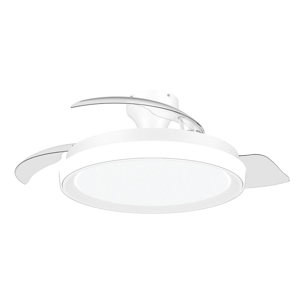Ventilador de teto com pÃ¡s retrÃ¡teis, led 3 cct, motor dc 28 w + led 35 w, modelo bliss, branco / estrelado, Ã¸106 cm_0