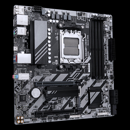 GIGABYTE B840M DS3H Placa base - Procesadores AMD Ryzen 9000, VRM de 8+2+2 fases, hasta 8200 MHz DDR5, 2xPCIe 4.0 M.2, LAN 2.5GbE, USB 3.2 Gen 1_2