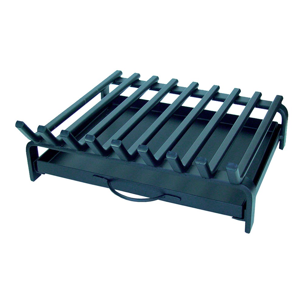 Grelha de ferro forjado com gaveta para lareira, 60 x 45 x 16 cm_0