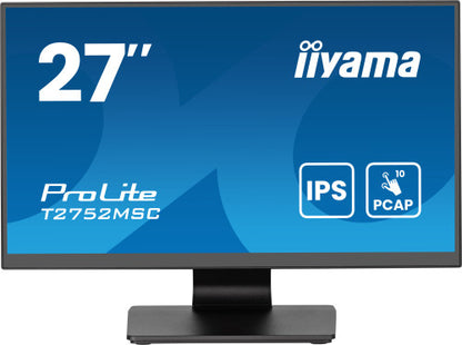 iiyama ProLite T2752MSC-B1AG - Monitor a LED - 27" - touchscreen - 1920 x 1080 Full HD (1080p) @ 60 Hz - IPS - 400 cd/m? - 1000:1 - 5 ms - HDMI, DisplayPort - altoparlanti - nero, opaco_0