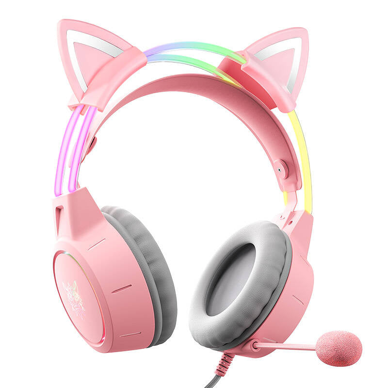 ONIKUMA X15Pro Gaming Headphones Pink/Cat Ears_1