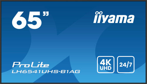 MONITOR IIYAMA65" 3840X2160, 4K UHD IPS PANEL, 1% HAZE, LANDSCAPE Y PORTRAIT , SPEAKERS 2X 10W , 3X HDMI, 500CD/MÂ², MEDIA PLAY USB PORT, CONTROL LAN / RS232C, VESA 500X500 -WALLMOUNT INCLUDED (LH6541UHS-B1AG)_0