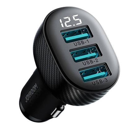 Joyroom JR-CCD03 3.4A car charger with 3x USB-A display - black_1