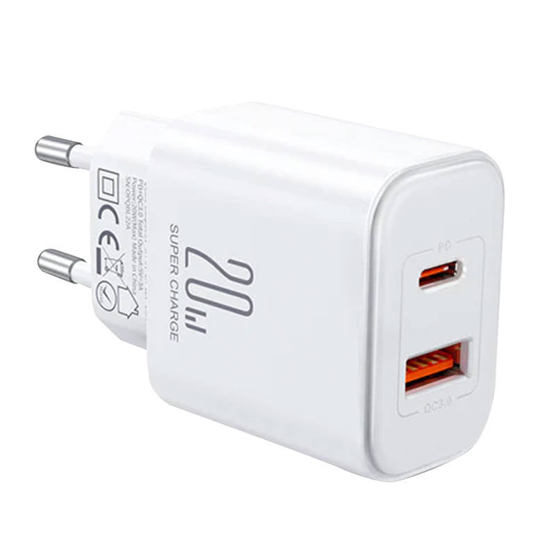 Joyroom JR-TCF05 20W USB-C / USB-A Fast Dual Port Wall Charger - White + USB-C - Lightning 1m_3