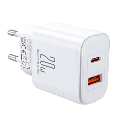 Joyroom JR-TCF05 20W USB-C / USB-A Fast Dual Port Wall Charger - White + USB-C - Lightning 1m_3