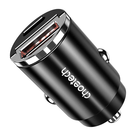 Car Charger Choetech TC0006 1x USB-A, 1x USB-C 30W PD 3.0 (black)_0