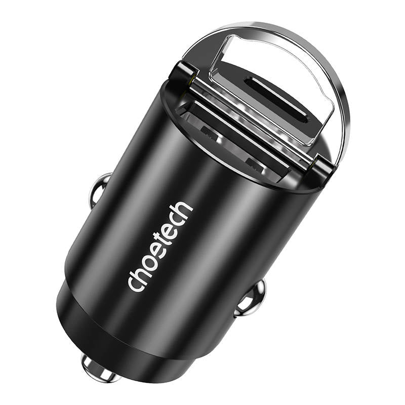 Car Charger Choetech TC0006 1x USB-A, 1x USB-C 30W PD 3.0 (black)_4