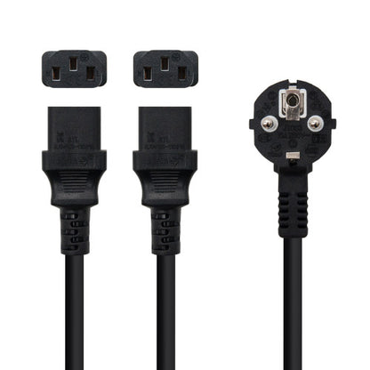 Cable Alimentación Nanocable 10.22.0100-L300/ Schuko Macho - 2 x C13 Hembra/ 3m/ Negro_2