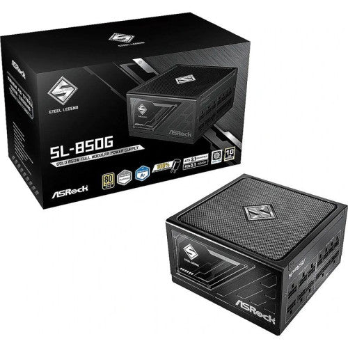FUENTE ALIMENTACION ASROCK SL-850G,PSU,850W,80 PLUS GOLD,135MM,MODULAR,PCI-E 5.1 (12+4pin)x1,PCI-E (6+2 pin)x3,SATA (5 pin)x9_0