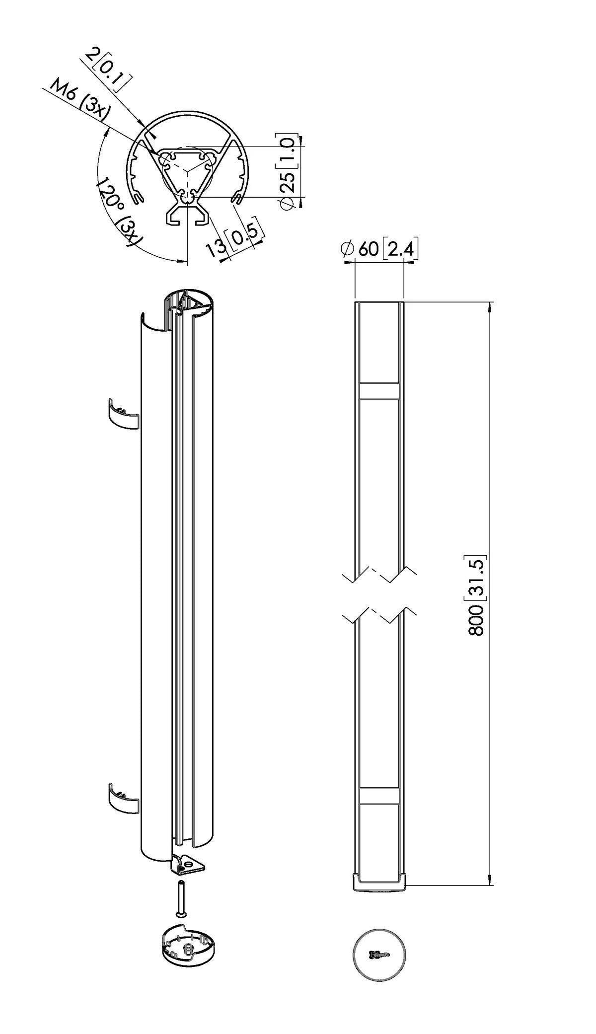 VOGELS PUC 2408 CONNECT-IT POLE 80CM BLACK BLACK (PUC2408B)_1