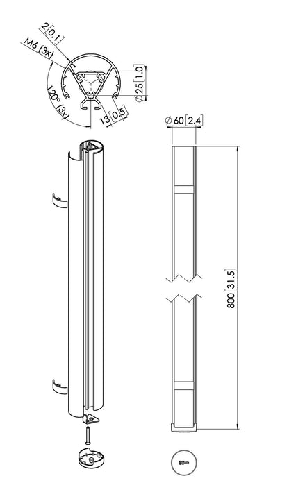 VOGELS PUC 2408 CONNECT-IT POLE 80CM BLACK BLACK (PUC2408B)_1