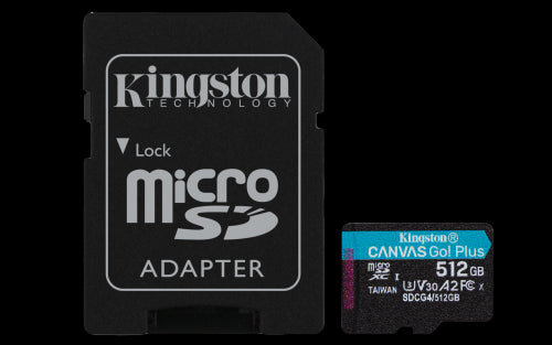 Tarjeta de Memoria Kingston CANVAS Go! Plus 512GB microSD XC con Adaptador/ Clase 10/ 200MBs_2