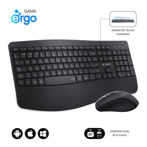 SUBBLIM SUBKBC-DCOPW2 teclado Ratón incluido Hogar / Oficina RF Wireless + Bluetooth QWERTY Español Negro_0