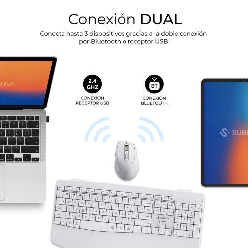 Teclado y Ratón Inalámbrico Subblim Combo Dual Office Prowave/ Blanco_2