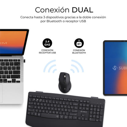 SUBBLIM SUBKBC-DCOPW2 teclado Ratón incluido Hogar / Oficina RF Wireless + Bluetooth QWERTY Español Negro_1