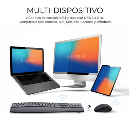 SUBBLIM SUBKBC-DCOPW2 teclado Ratón incluido Hogar / Oficina RF Wireless + Bluetooth QWERTY Español Negro_2
