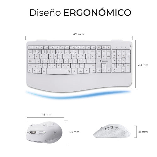 Teclado y Ratón Inalámbrico Subblim Combo Dual Office Prowave/ Blanco_4