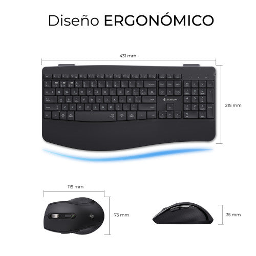SUBBLIM SUBKBC-DCOPW2 teclado Ratón incluido Hogar / Oficina RF Wireless + Bluetooth QWERTY Español Negro_3