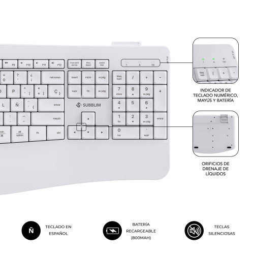 Teclado y Ratón Inalámbrico Subblim Combo Dual Office Prowave/ Blanco_5
