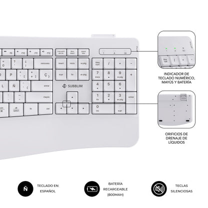 Teclado y Ratón Inalámbrico Subblim Combo Dual Office Prowave/ Blanco_5