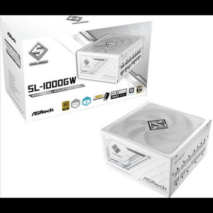 FUENTE ALIMENTACION ASROCK SL-1000GW,PSU,1000W,80 PLUS GOLD,135MM,MODULAR,PCI-E 5.1 (12+4pin)x1,PCI-E (6+2 pin)x3,SATA (5 pin)x9 (BLANCA)_0