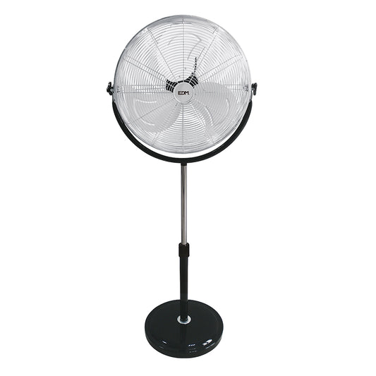 Ventoinha de pÃ© industrial, com base circular. cromada/preta. potÃªncia: 120w lÃ¢minas: Ã¸50cm altura ajustÃ¡vel 118-148cm edm_0