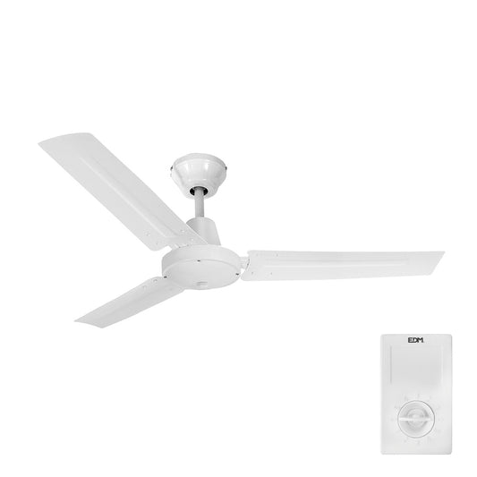 Ventoinha de teto modelo industrial. cor branco. potÃªncia: 60w lÃ¢minas: Ã¸140cm com controlador de parede edm_0