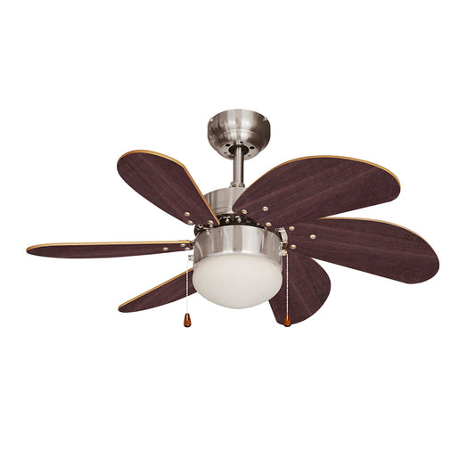 Ventoinha de teto modelo aral. cor wengue/cetim nÃ­quel potÃªncia: 50w lÃ¢minas: Ã¸76cm edm_0