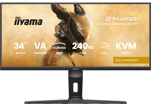 MONITOR IIYAMA G-MASTER GCB3486WQSCP-B1, 34", 1500R,  240HZ, USB-C (95W), KVM, LAN, 500CD_3