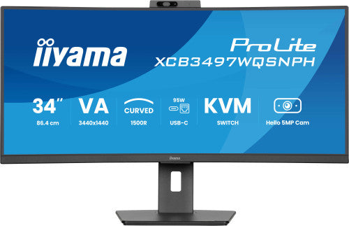 MONITOR IIYAMA VA, 2H 1DP,DOCK, KVM,  95W, 5MP HELLO_1
