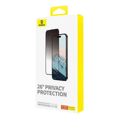Privacy Protection Tempered Glass Baseus Diamond iPhone 15 Pro Max_3