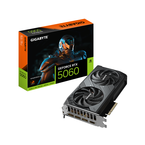 GIGABYTE GeForce RTX 5060 WINDFORCE 8G Tarjeta GrÃ¡fica - 8GB GDDR7, 128bit, PCI-E 5.0, 2497 MHz Frecuencia del nÃºcleo, 3 x DisplayPort, 1 x HDMI, GV-N5060WF2-8GD_0