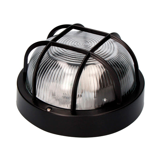 Luz de parede redonda preta 1xe27 40w Ã¸18,5x10,4cm modelo tarragona. ip54_0