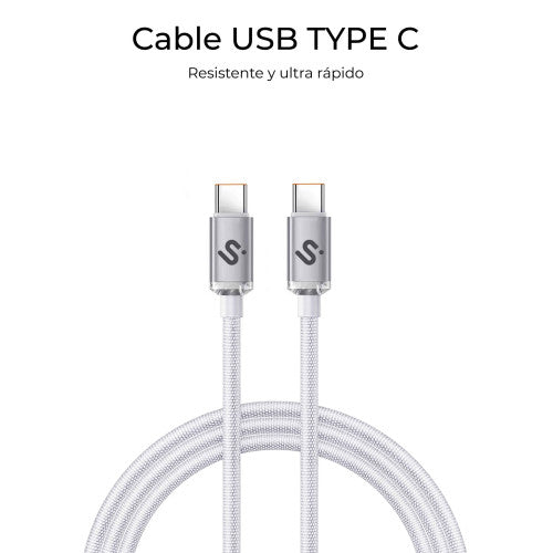 Cable USB 2.0 Tipo-C Subblim Optimus/ USB Tipo-C Macho - USB Tipo-C Macho/ Hasta 60W/ 480Mbps/ 2m/ Blanco_4