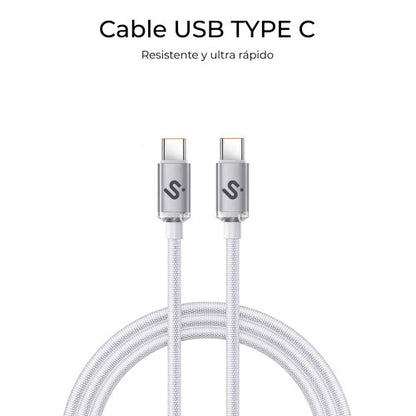 Cable USB 2.0 Tipo-C Subblim Optimus/ USB Tipo-C Macho - USB Tipo-C Macho/ Hasta 60W/ 480Mbps/ 2m/ Blanco_4