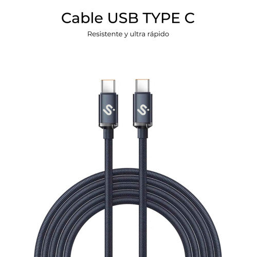 Cable USB 2.0 Tipo-C Subblim Optimus/ USB Tipo-C Macho - USB Tipo-C Macho/ Hasta 60W/ 480Mbps/ 2m/ Negro_4