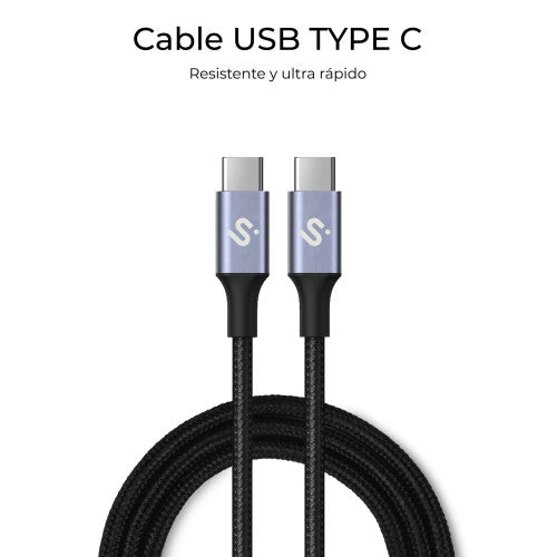 Cable USB 2.0 Tipo-C Subblim Cable Plus/ USB Tipo-C Macho - USB Tipo-C Macho/ Hasta 100W/ 480Mbps/ 1m/ Blanco_4