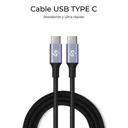 Cable USB 2.0 Tipo-C Subblim Cable Plus/ USB Tipo-C Macho - USB Tipo-C Macho/ Hasta 100W/ 480Mbps/ 1m/ Blanco_4